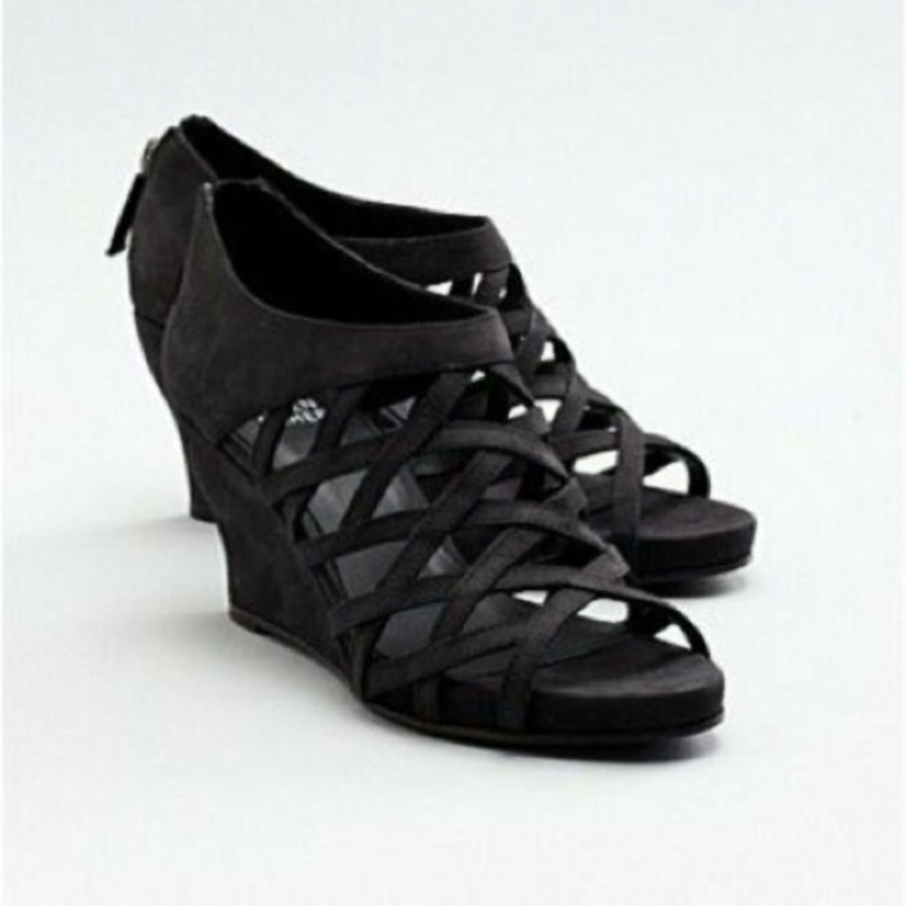 Eileen Fisher Black Wedge Sandals